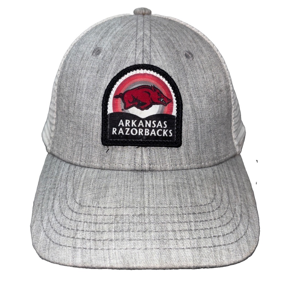 Arkansas Razorback Boys Mesh Snapback Hat Grey/White  Small Adjustable